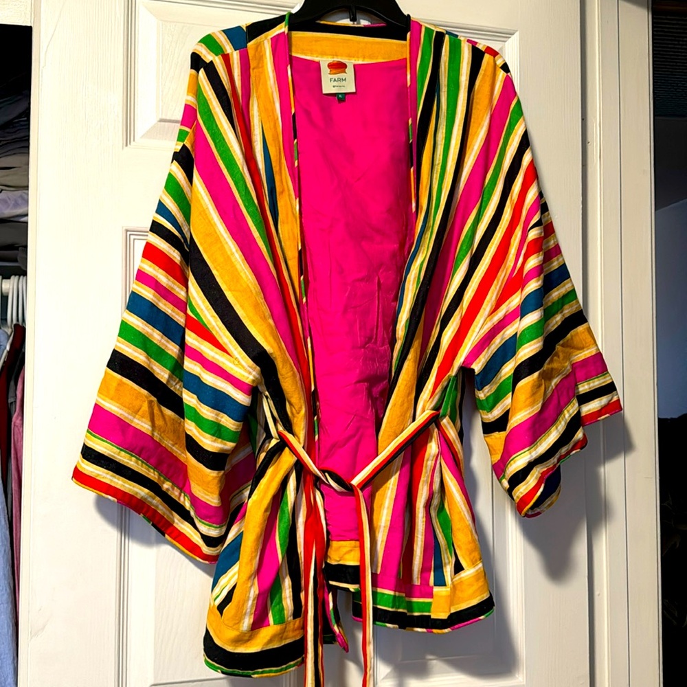 XL FARM RIO rainbow kimono with wrap tie